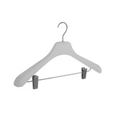 Cintre veste / costume (galbé) plastique givré avec épaules larges et pinces antidérapantes Cintre veste / costume (galbé) plastique givré avec épaules larges et pinces antidérapantes