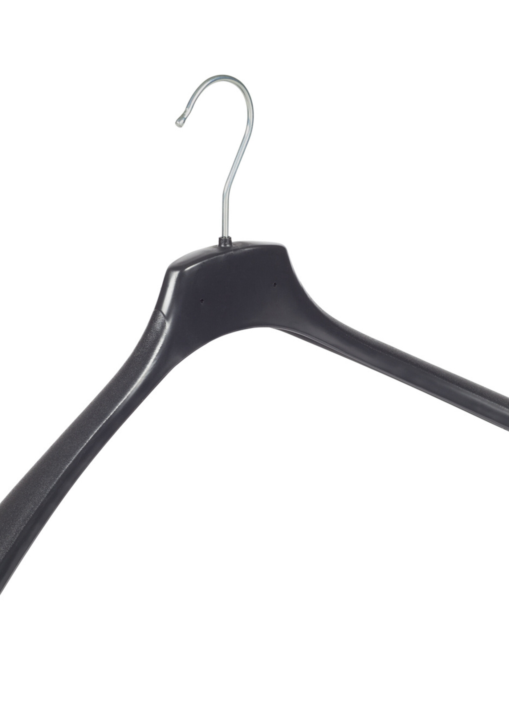 Cintre veste / costume (galbé) plastique noir avec épaules larges