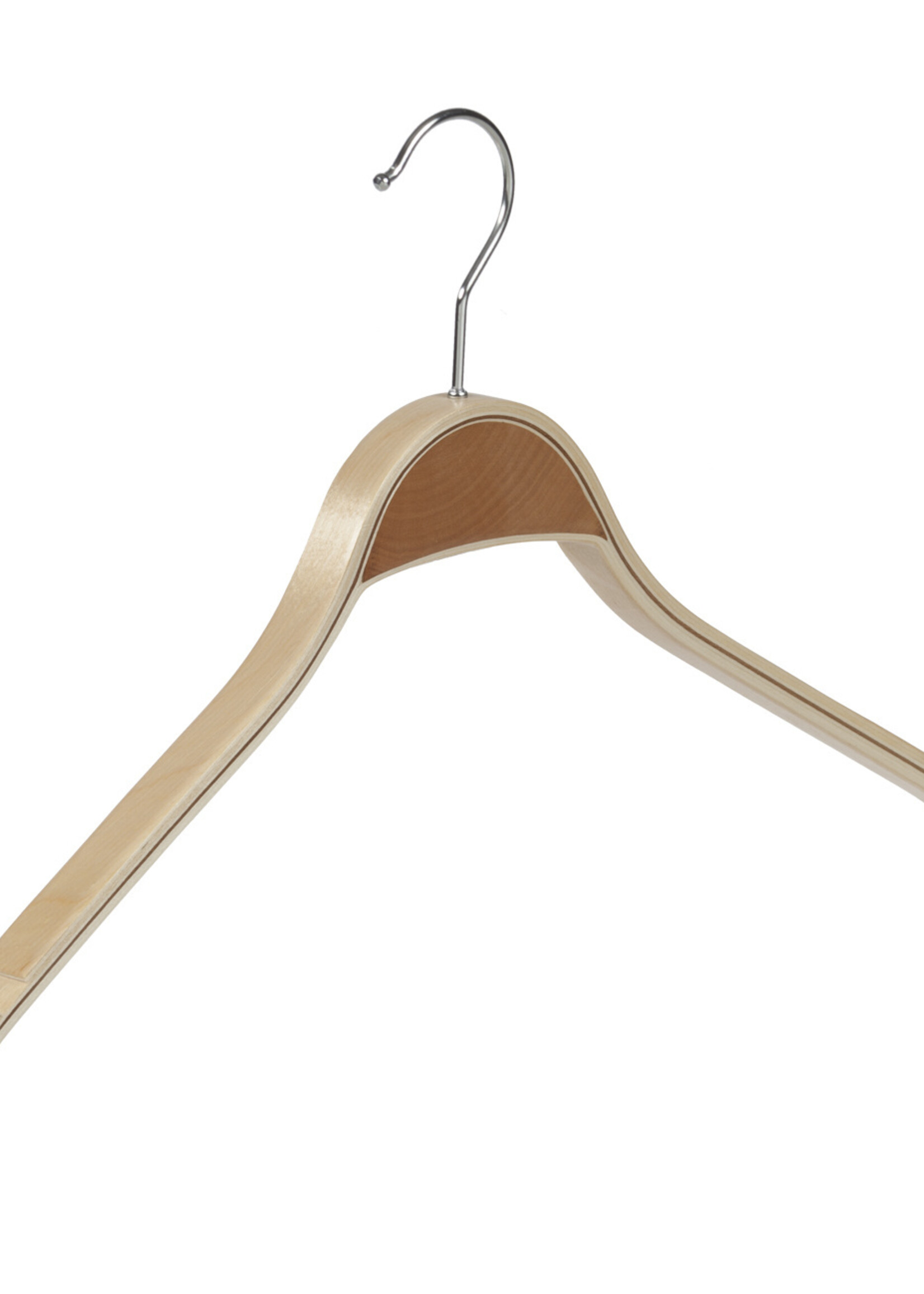 Cintre veste / costume (galbé) bois bouleau vernis naturel avec épaules larges avec encoches