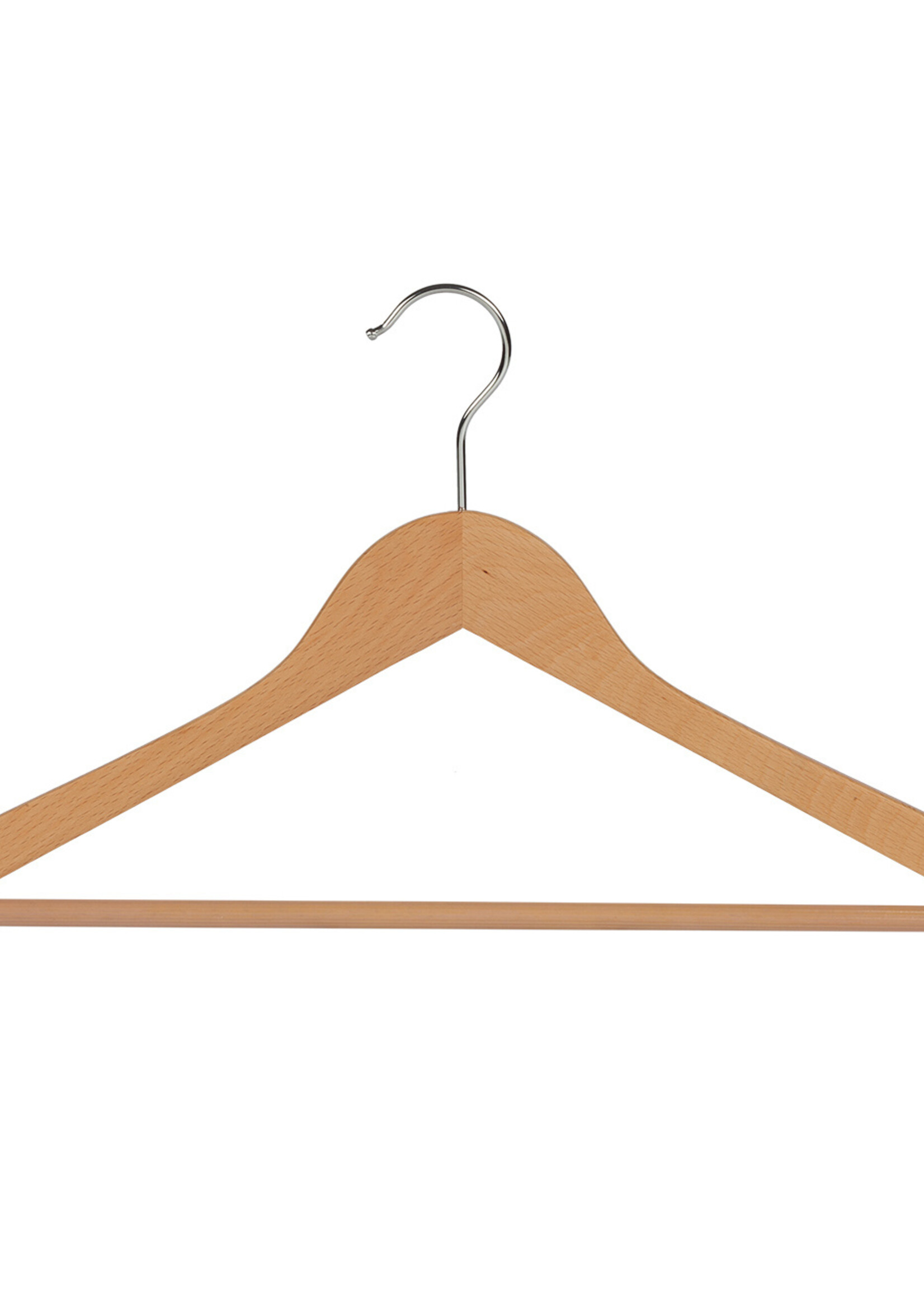 Cintre hotel (galbé) bois hêtre verni naturel avec encoches et barre antidérapante