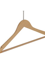 Cintre hotel (galbé) (antivol) bois hêtre verni naturel avec encoches et barre antidérapant