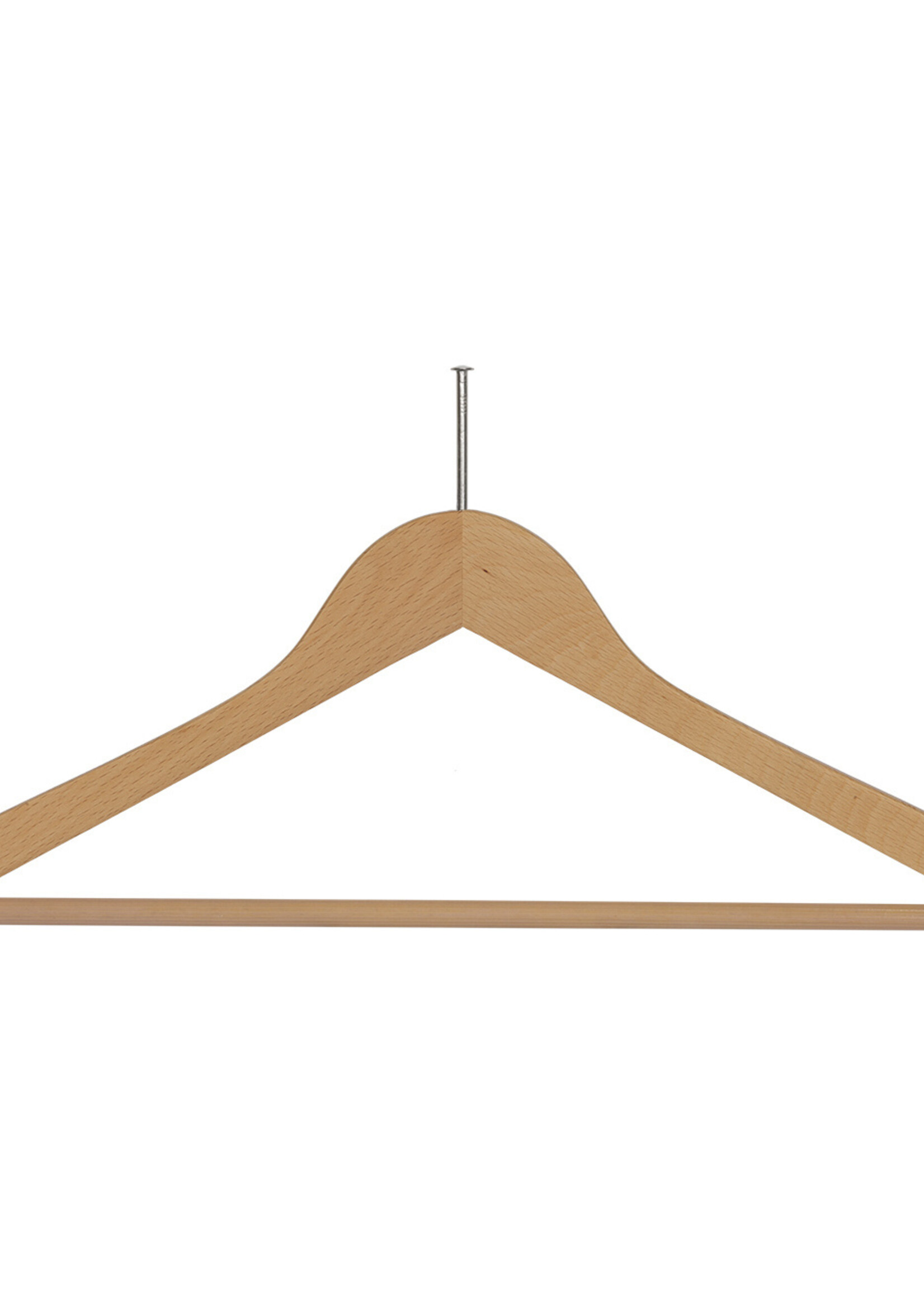 Cintre hotel (galbé) (antivol) bois hêtre verni naturel avec encoches et barre antidérapant