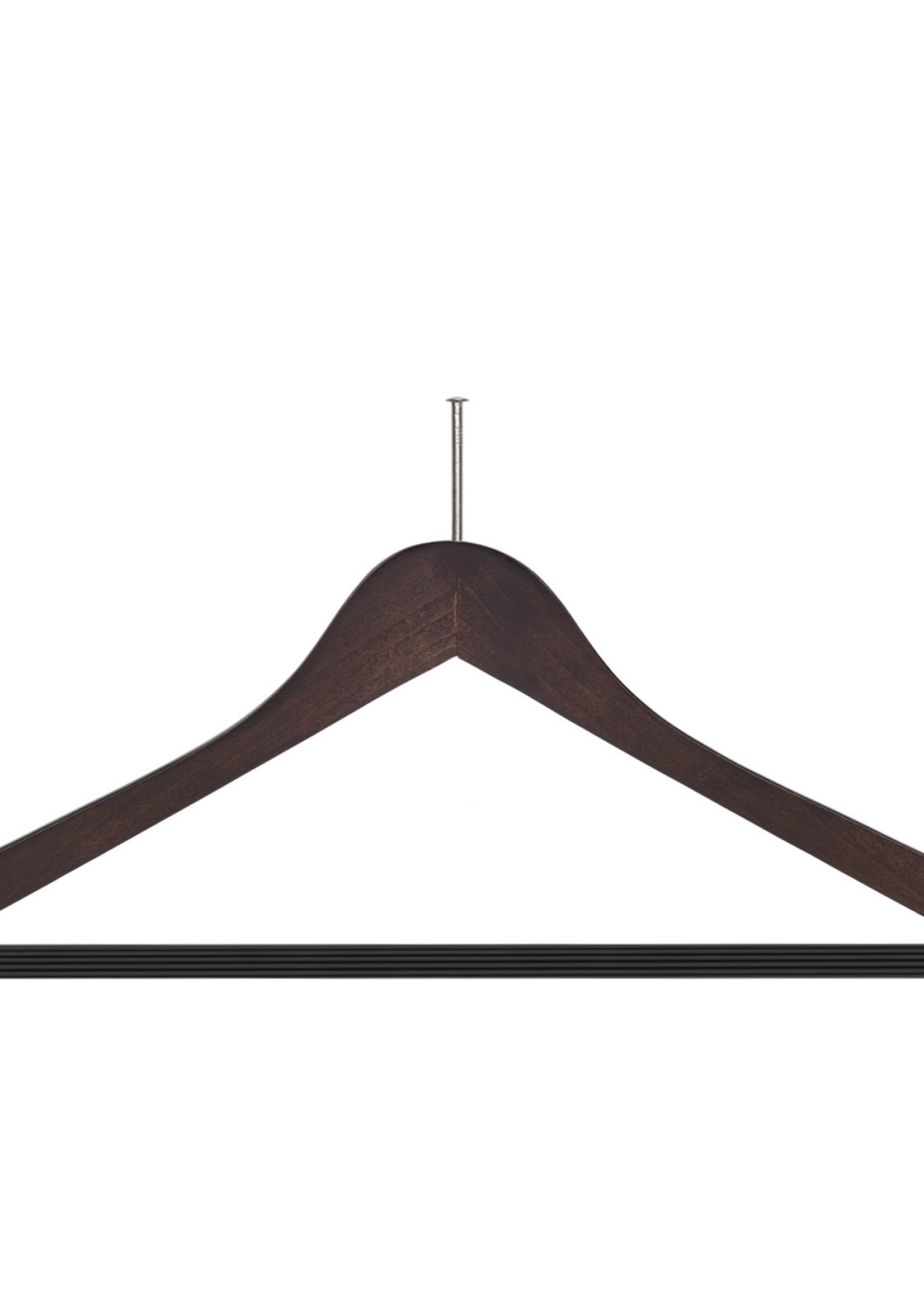 Cintre hotel (galbé) (antivol) bois hêtre teinté wengé avec encoches et barre antidérapant