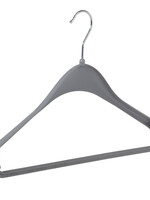 Cintre veste / costume (galbé) plastique gris avec épaules larges et barre