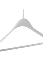 Cintre veste / costume (galbé) plastique blanc (antivol sans anneau) avec épaules larges et barre