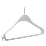 Cintre veste / costume (galbé) plastique blanc (antivol sans anneau) avec épaules larges et barre Cintre veste / costume (galbé) plastique blanc (antivol sans anneau) avec épaules larges et barre