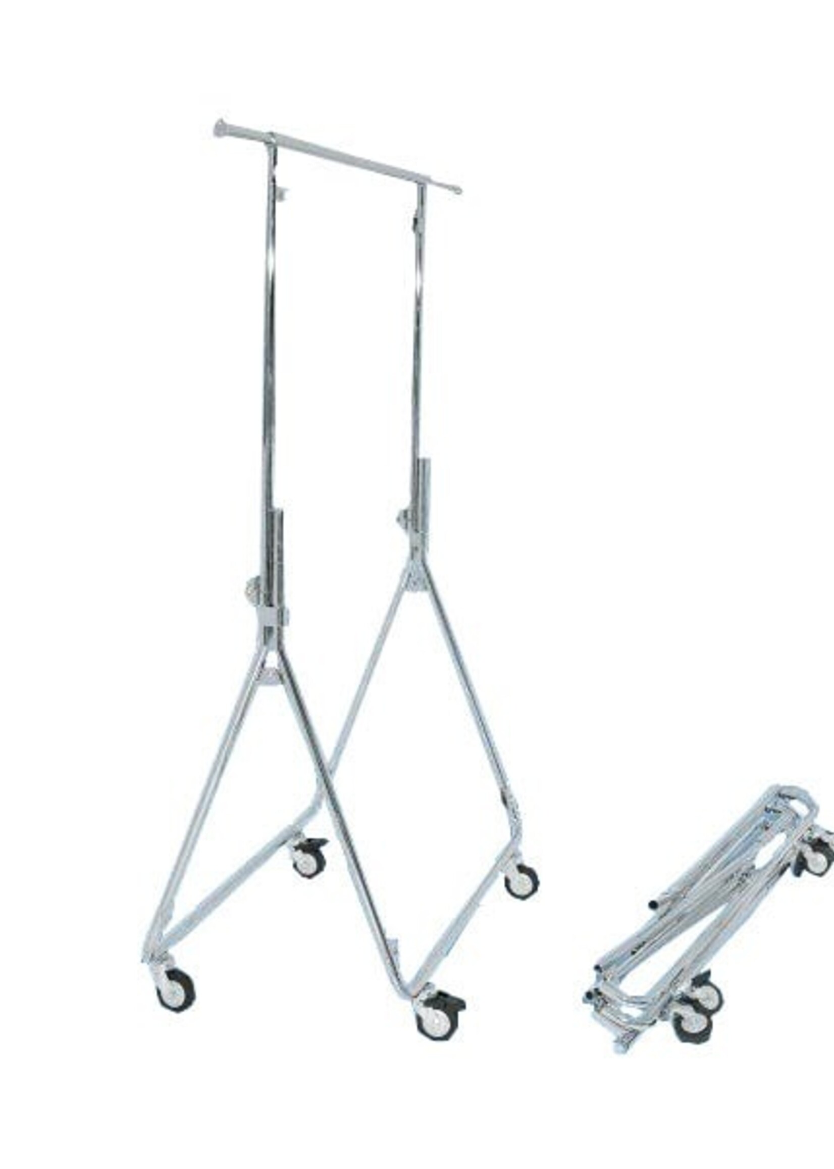 Portant pliable chromé, hauteur fixe 150 cm