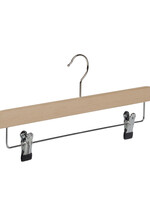 Cintre jupe / pantalon bois hêtre verni naturel avec pinces antidérapantes