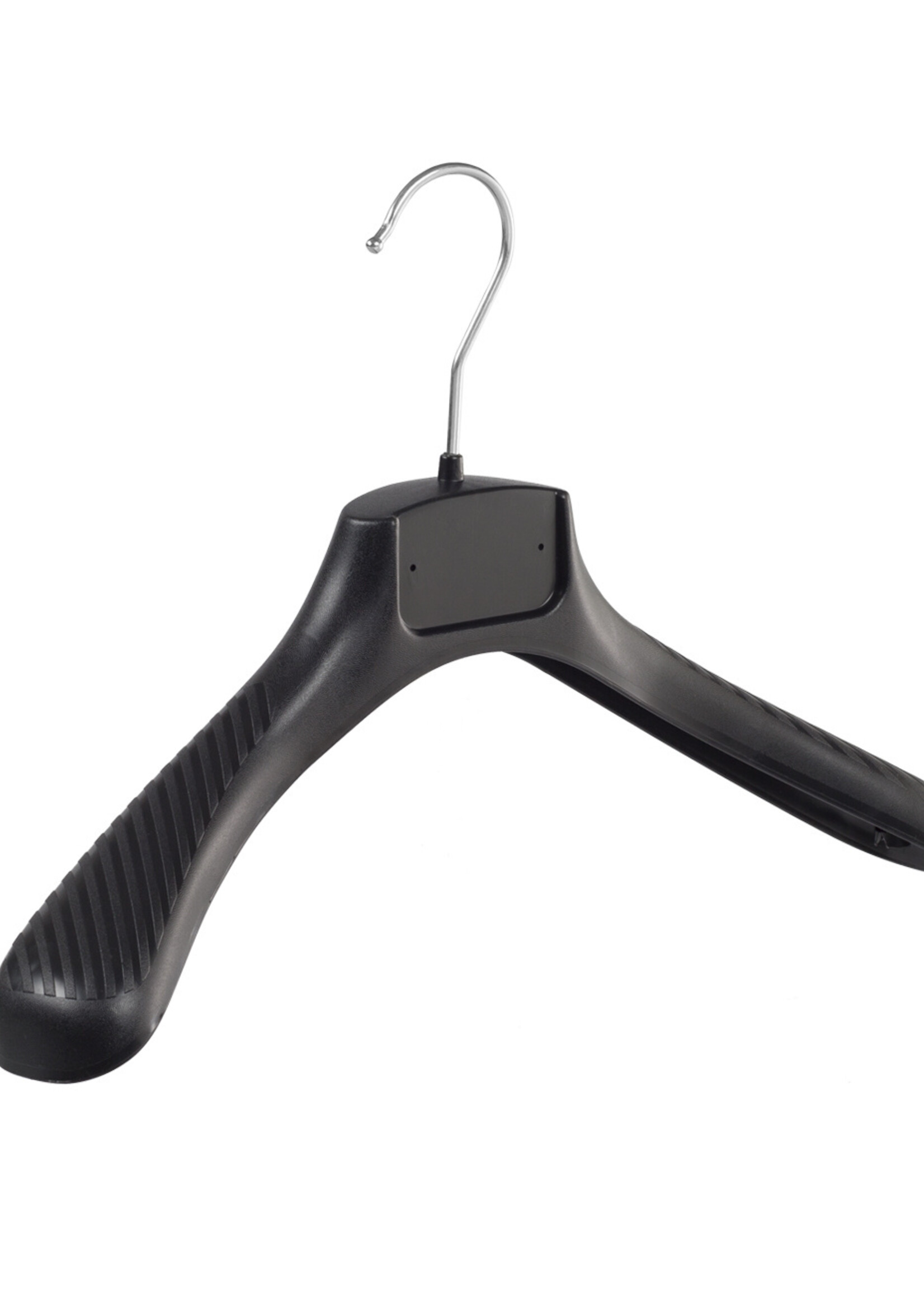 Cintre veste / costume (galbé) plastique noir avec épaules larges