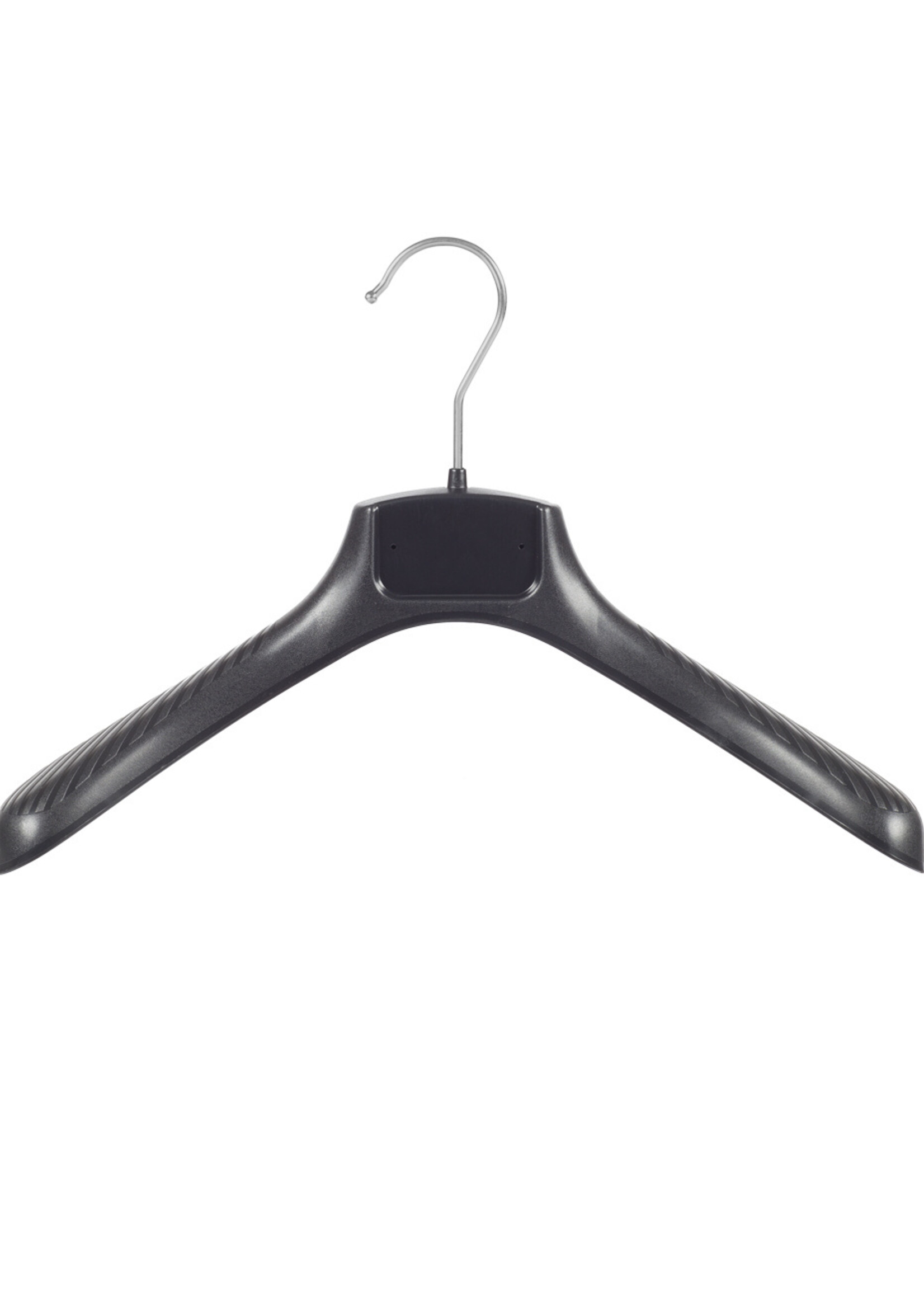 Cintre veste / costume (galbé) plastique noir avec épaules larges