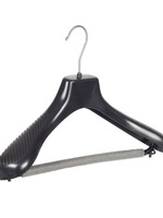 Cintre veste / costume (galbé) plastique noir avec épaules larges et barre antidérapente (mousse 2 mm)