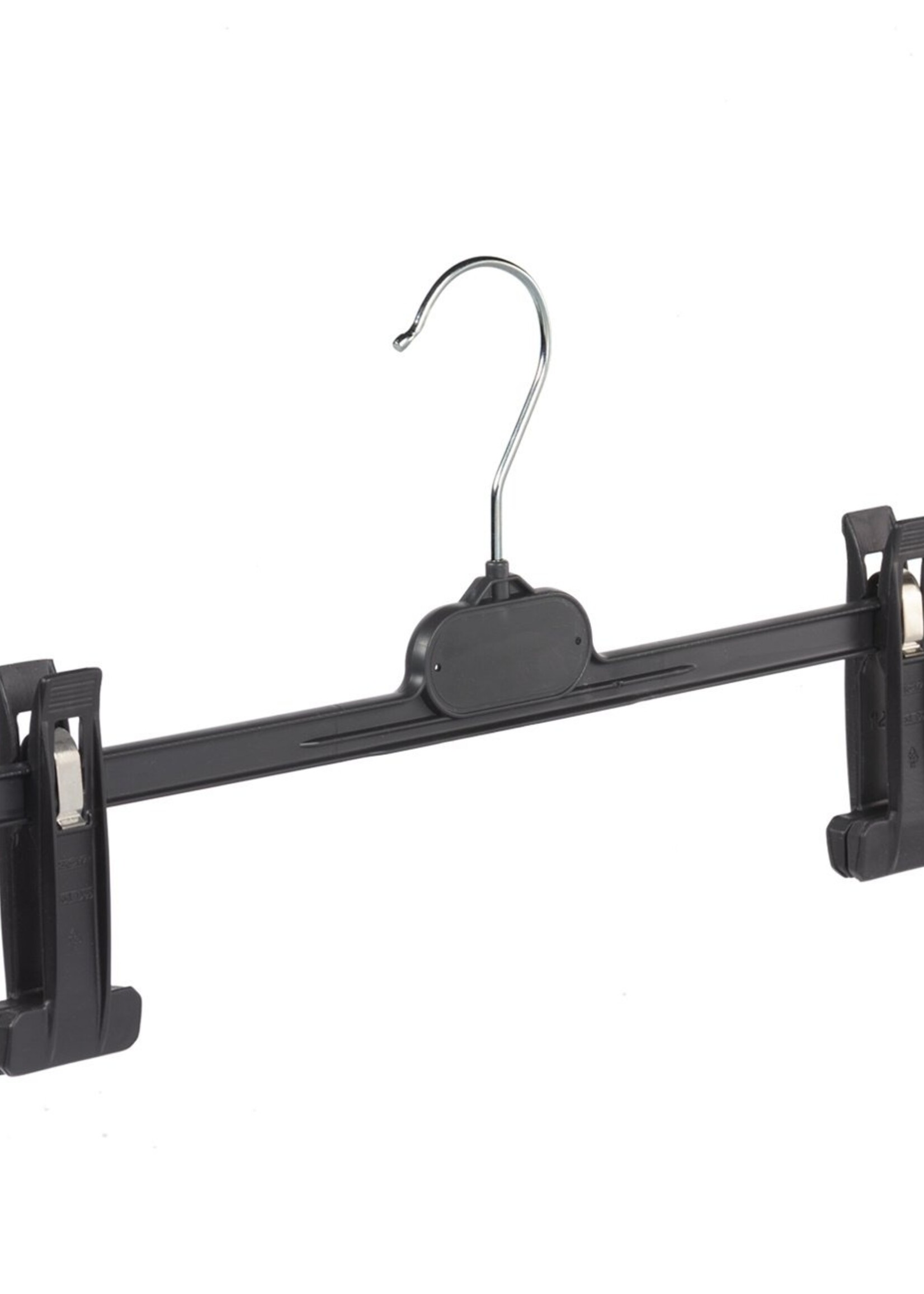 Cintre jupe / pantalon plastique blanc avec pinces antidérapantes (plus larges)