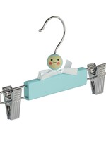 Cintre jupe / pantalon (bébé) bois lotus laqué bleu avec pinces antidérapantes