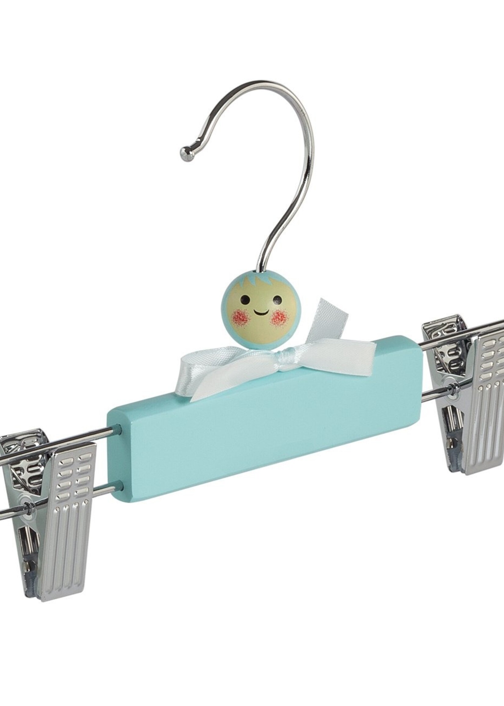 Cintre jupe / pantalon (bébé) bois lotus laqué bleu avec pinces antidérapantes