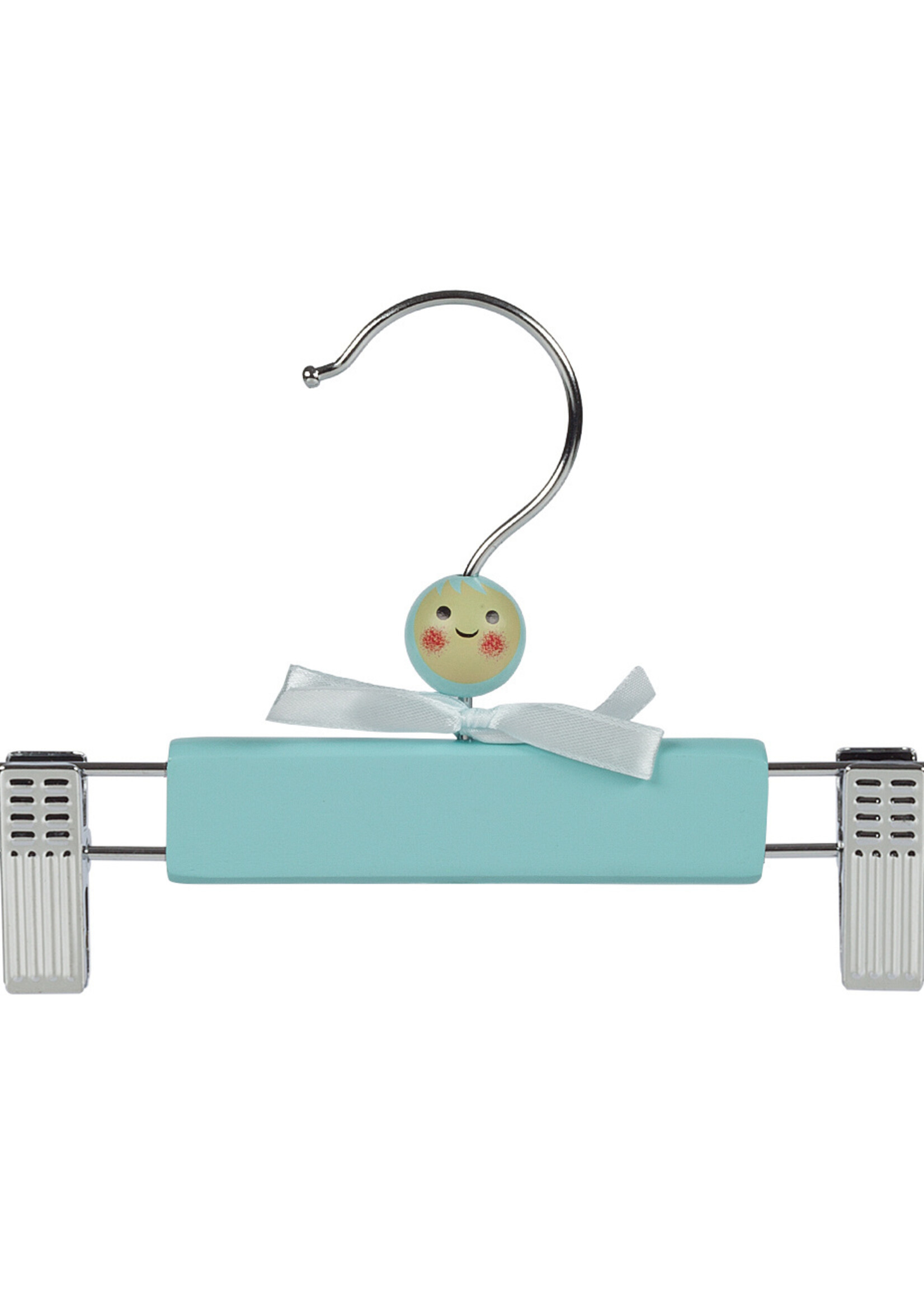 Cintre jupe / pantalon (bébé) bois lotus laqué bleu avec pinces antidérapantes