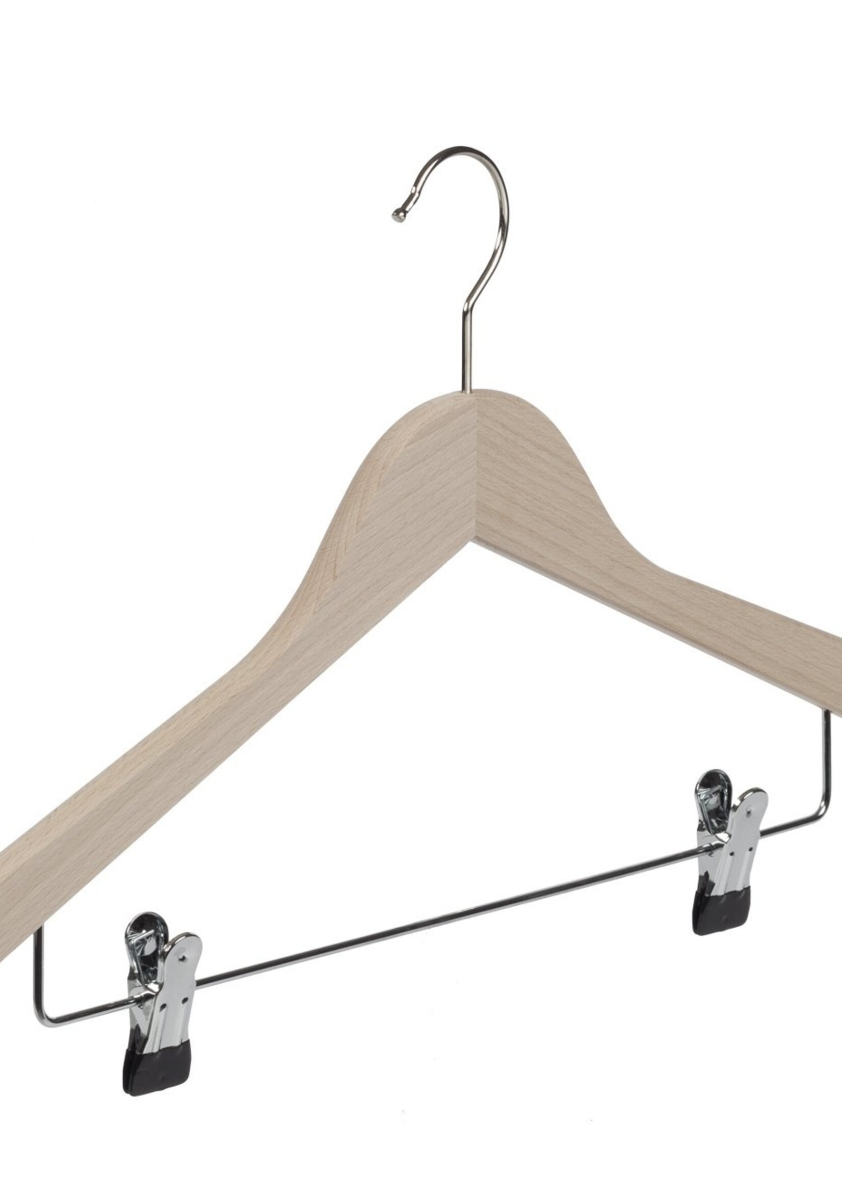 Cintre blouse / chemise (plat) bois hêtre brut avec pinces antidérapantes