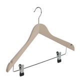 Cintre blouse / chemise (galbé) bois hêtre brut avec encoches et pinces antidérapantes Cintre blouse / chemise (galbé) bois hêtre brut avec encoches et pinces antidérapantes