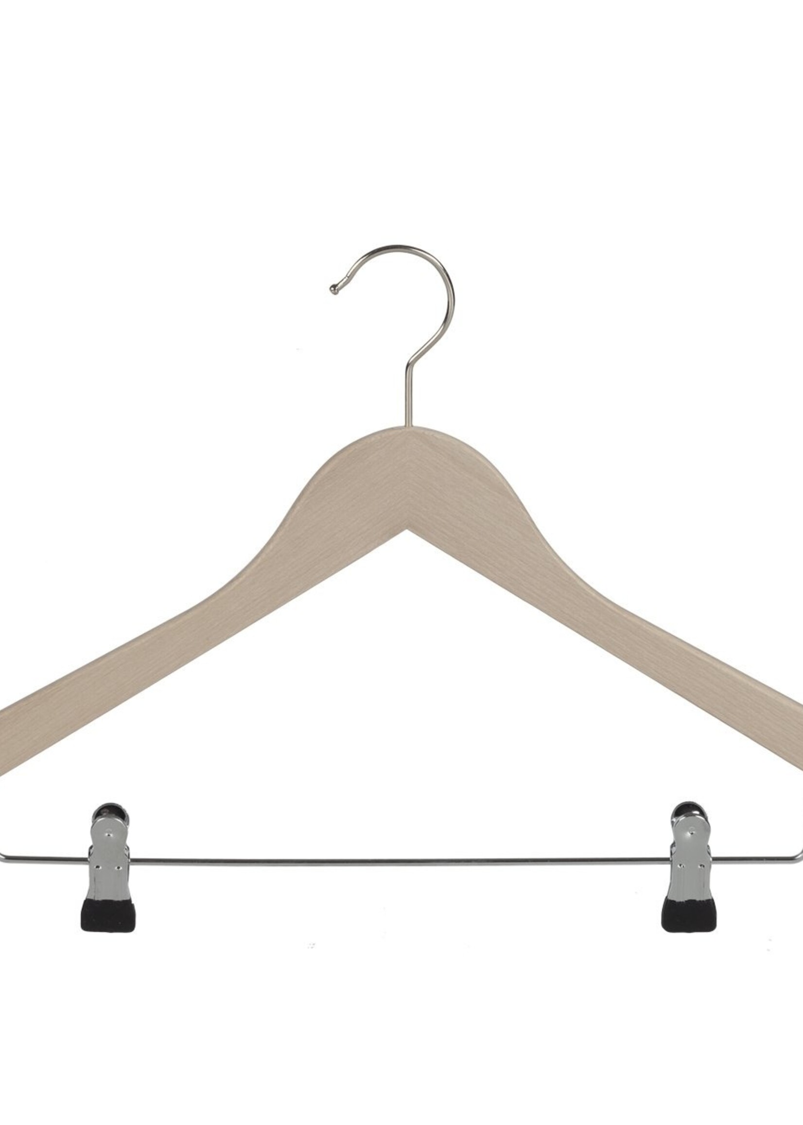 Cintre blouse / chemise (galbé) bois hêtre brut avec encoches et pinces antidérapantes