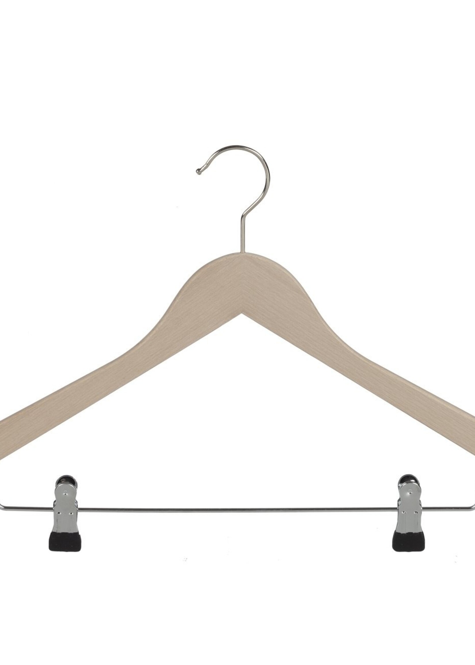 Cintre blouse / chemise (galbé) bois hêtre brut avec pinces antidérapantes