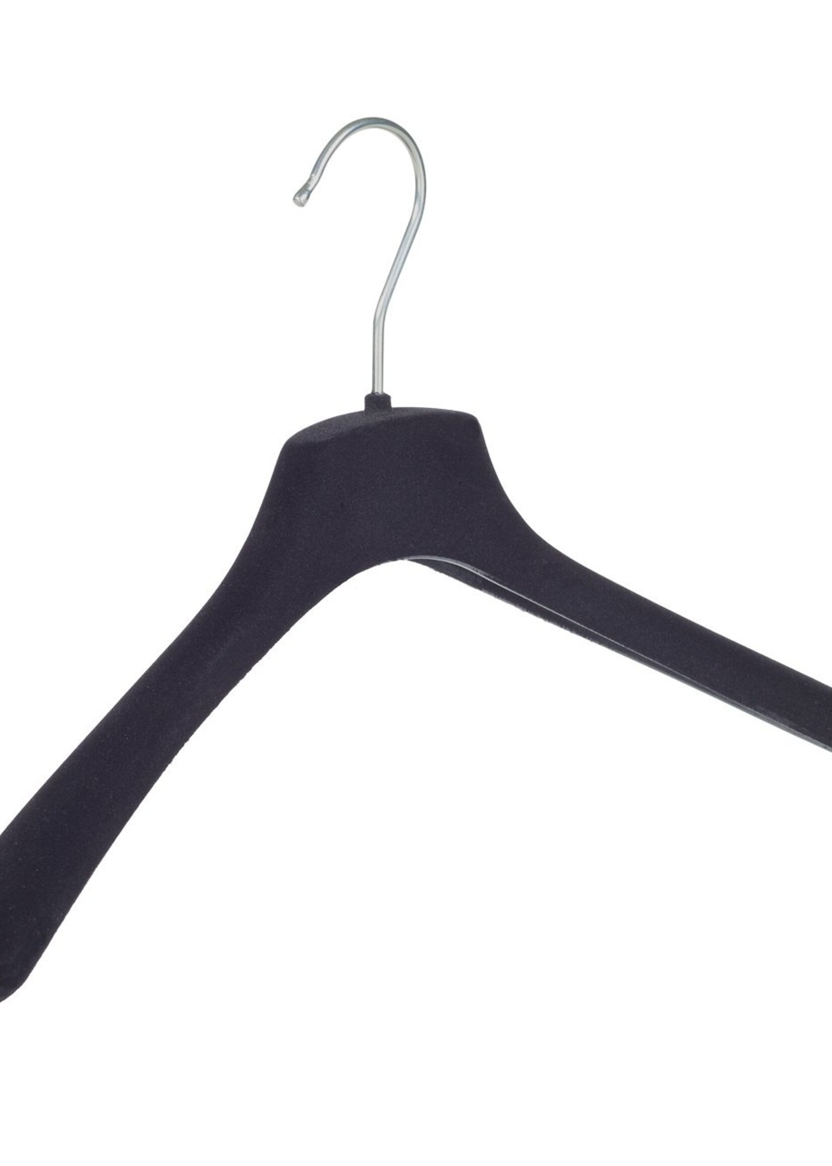 Cintre veste / costume (galbé) plastique velours noir avec épaules larges