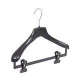 Cintre veste / costume (galbé) plastique noir avec épaules larges et pinces antidérapantes Cintre veste / costume (galbé) plastique noir avec épaules larges et pinces antidérapantes