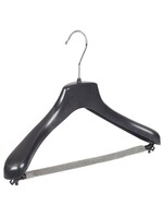 Cintre veste / costume (galbé) plastique noir avec épaules larges et barre antidérapente (mousse 2 mm)