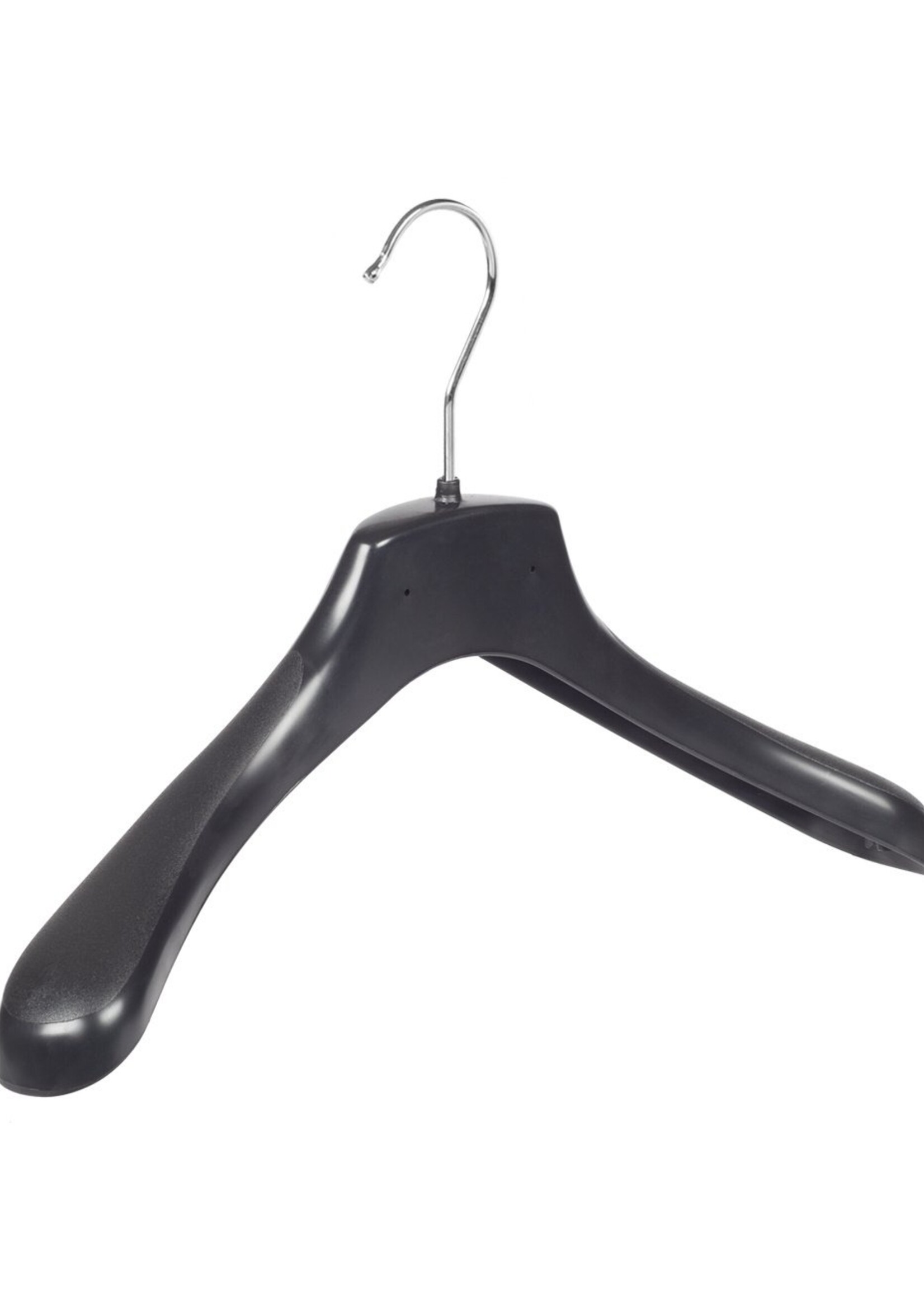 Cintre veste / costume (galbé) plastique noir avec épaules larges