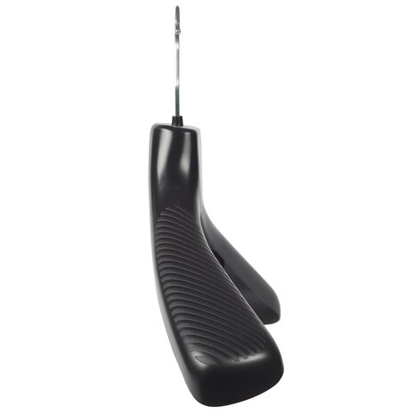 Cintre veste / costume (galbé) plastique noir avec épaules larges et barre Cintre veste / costume (galbé) plastique noir avec épaules larges et barre