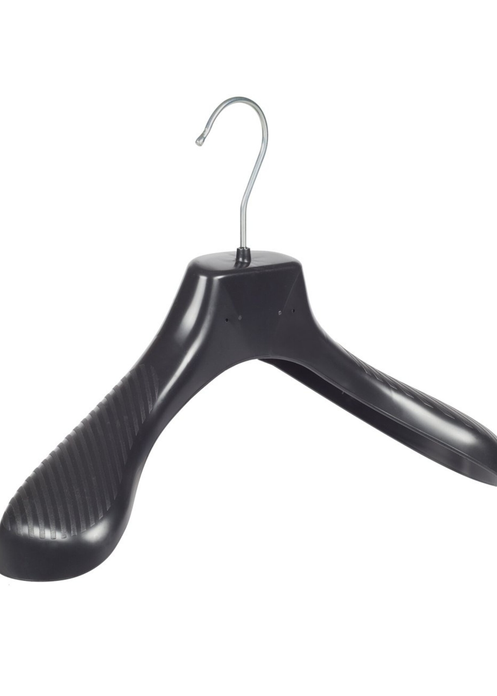 Cintre veste / costume (galbé) plastique noir avec épaules larges