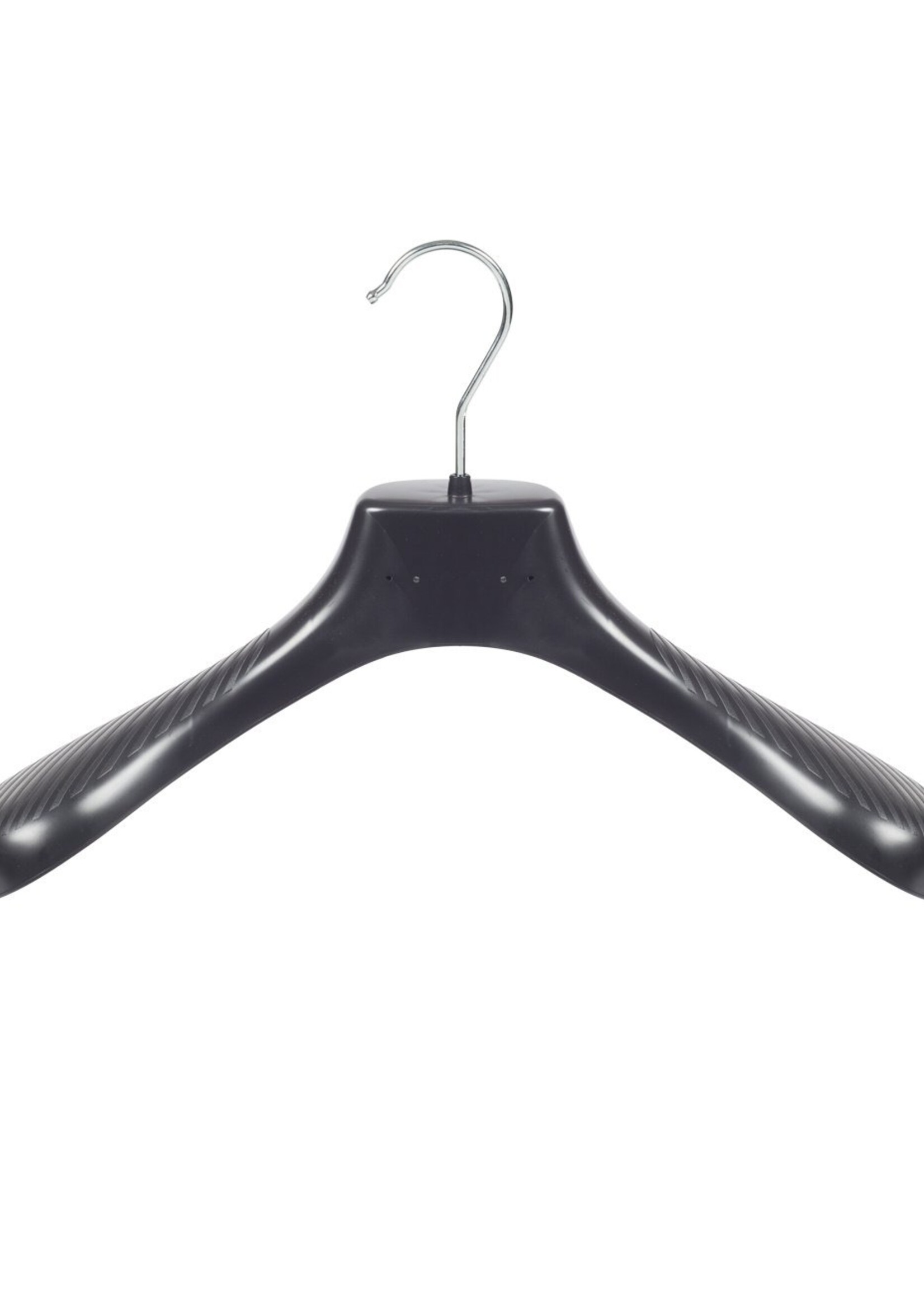 Cintre veste / costume (galbé) plastique noir avec épaules larges