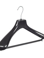 Cintre veste / costume (galbé) plastique noir avec épaules larges et barre