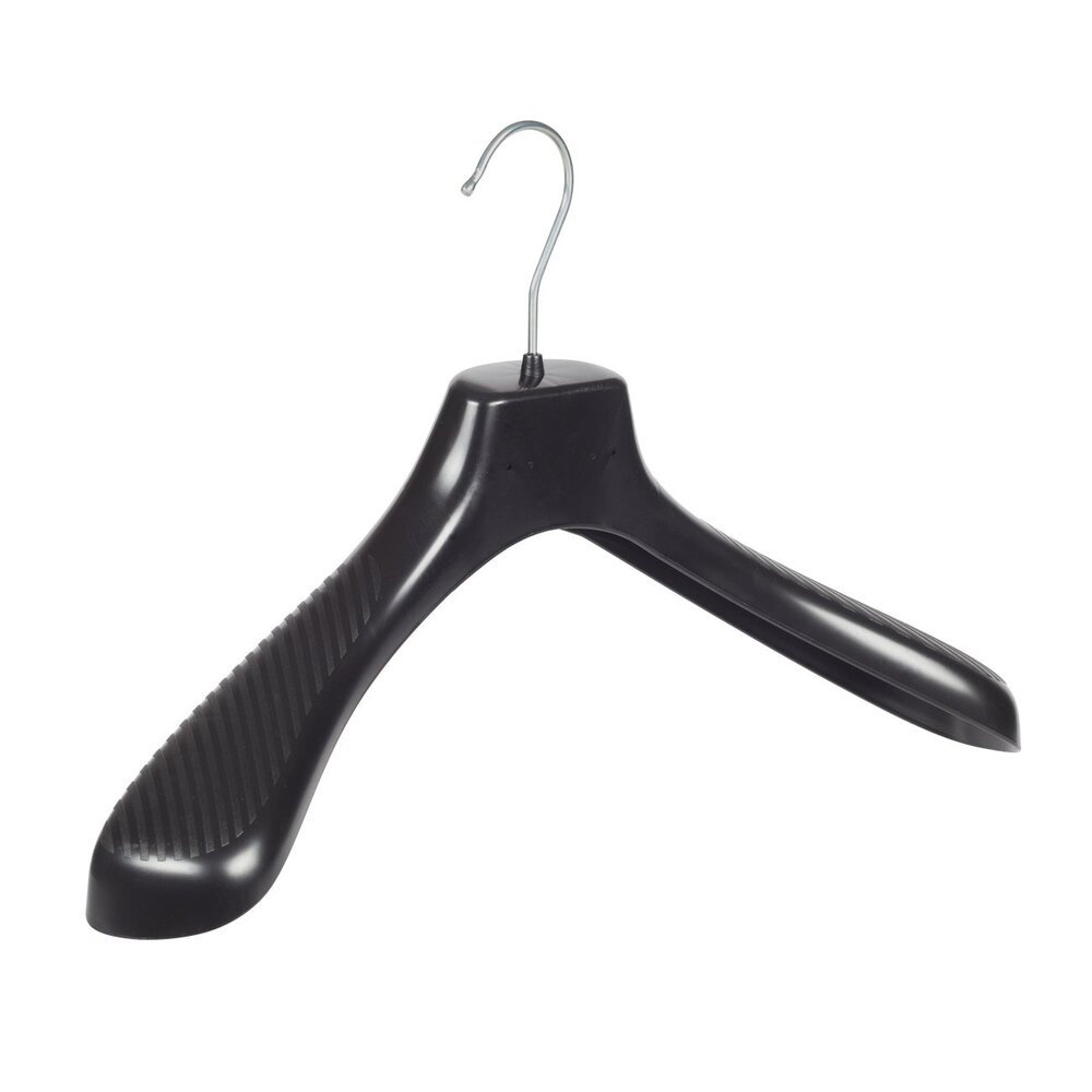 Cintre veste / costume (galbé) plastique noir avec épaules larges Cintre veste / costume (galbé) plastique noir avec épaules larges