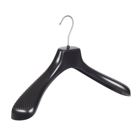 Cintre veste / costume (galbé) plastique noir avec épaules larges Cintre veste / costume (galbé) plastique noir avec épaules larges