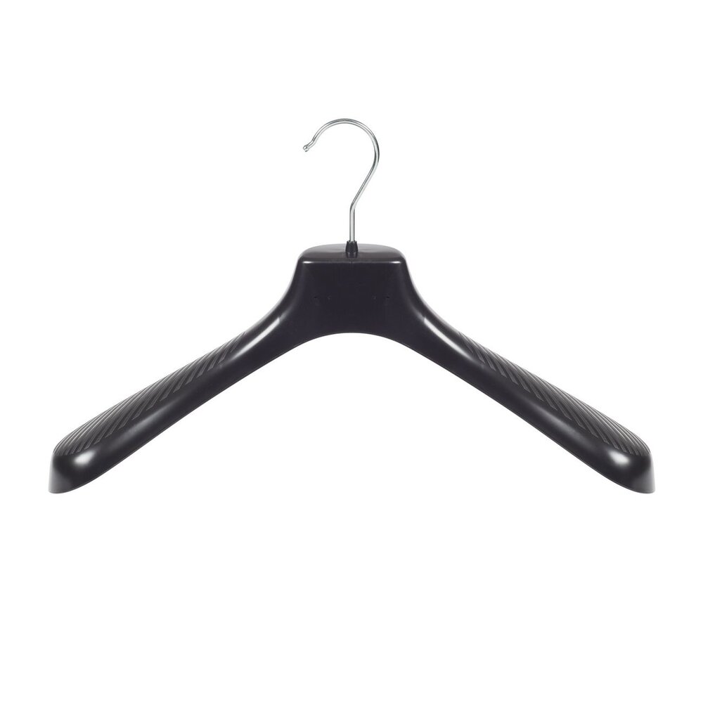 Cintre veste / costume (galbé) plastique noir avec épaules larges Cintre veste / costume (galbé) plastique noir avec épaules larges