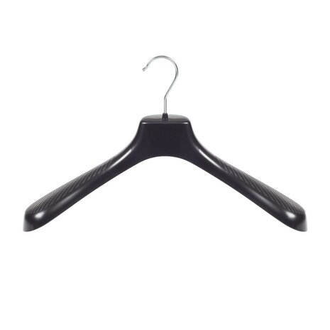 Cintre veste / costume (galbé) plastique noir avec épaules larges Cintre veste / costume (galbé) plastique noir avec épaules larges