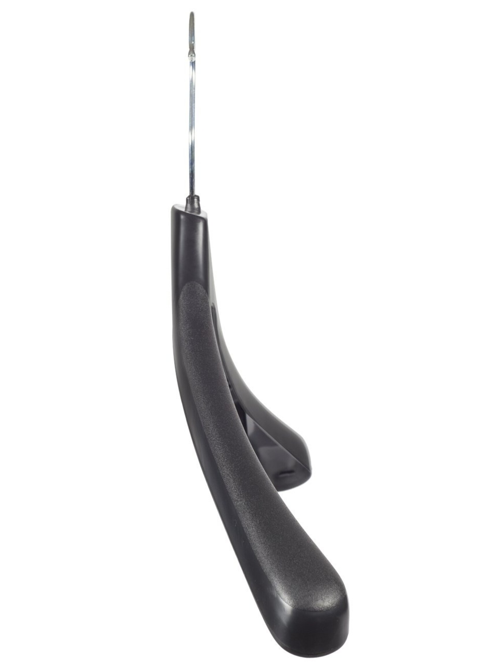 Cintre veste / costume (galbé) plastique noir avec épaules larges et pinces antidérapantes