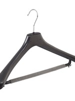 Cintre veste / costume (galbé) plastique noir avec épaules larges et barre antidérapente (mousse 2 mm)