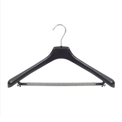 Cintre veste / costume (galbé) plastique noir avec épaules larges et barre antidérapente (mousse 2 mm) Cintre veste / costume (galbé) plastique noir avec épaules larges et barre antidérapente (mousse 2 mm)