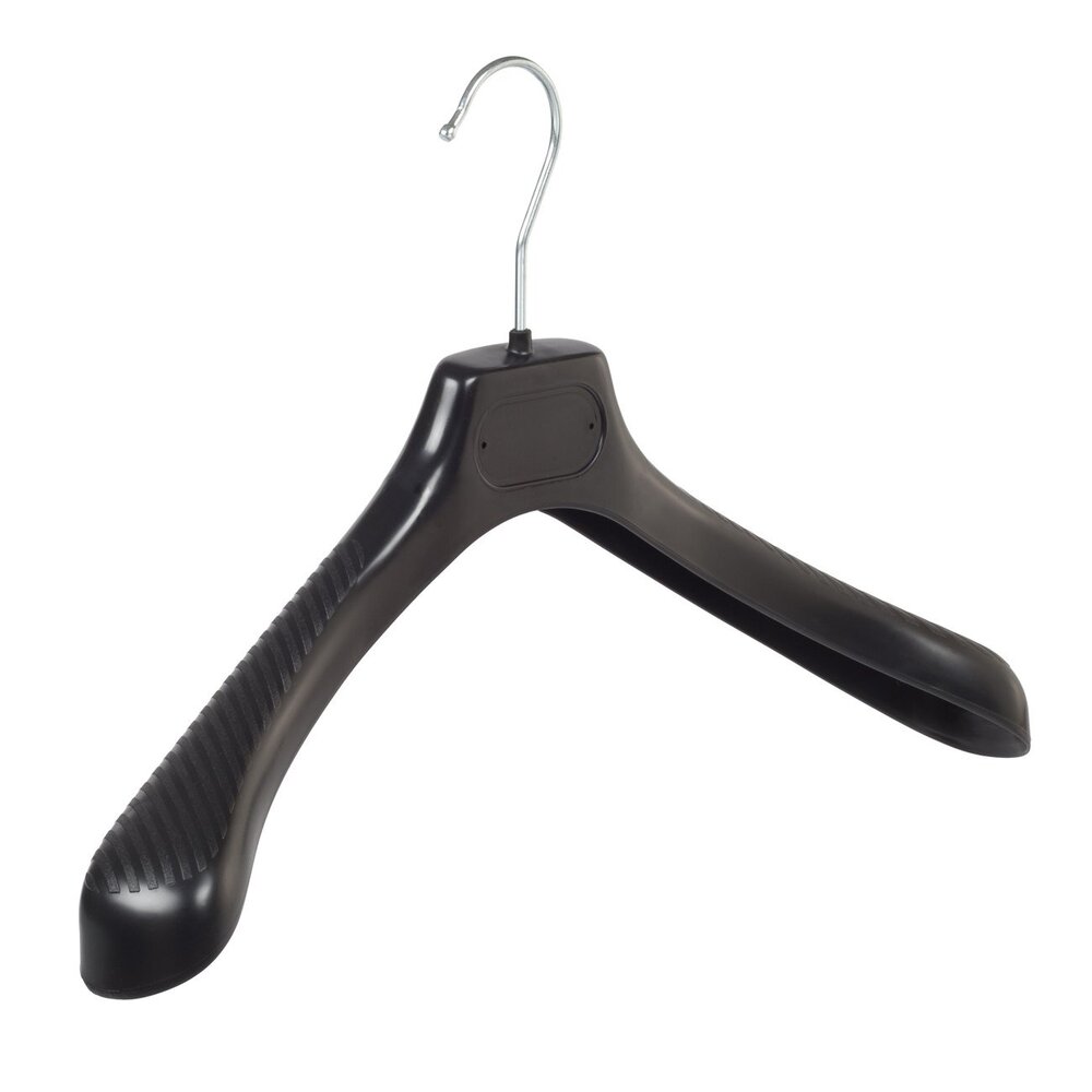 Cintre veste / costume (galbé) plastique noir avec épaules larges Cintre veste / costume (galbé) plastique noir avec épaules larges