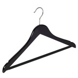 Cintre blouse / chemise (galbé) bois hêtre laqué noir avec encoches et barre antidérapant Cintre blouse / chemise (galbé) bois hêtre laqué noir avec encoches et barre antidérapant