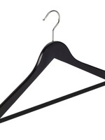 Cintre blouse / chemise (galbé) bois hêtre laqué noir avec barre antidérapant