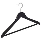 Cintre blouse / chemise (galbé) bois hêtre laqué noir avec barre antidérapant Cintre blouse / chemise (galbé) bois hêtre laqué noir avec barre antidérapant