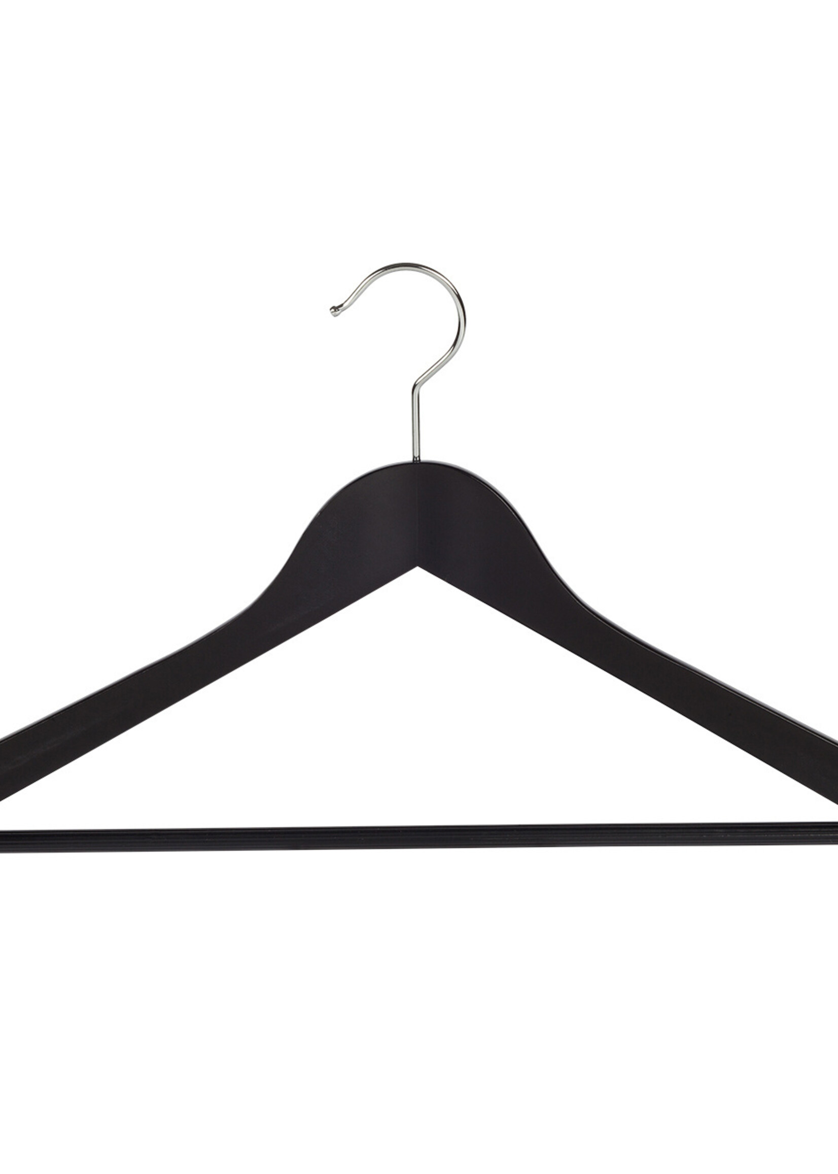 Cintre blouse / chemise (galbé) bois hêtre laqué noir avec barre antidérapant