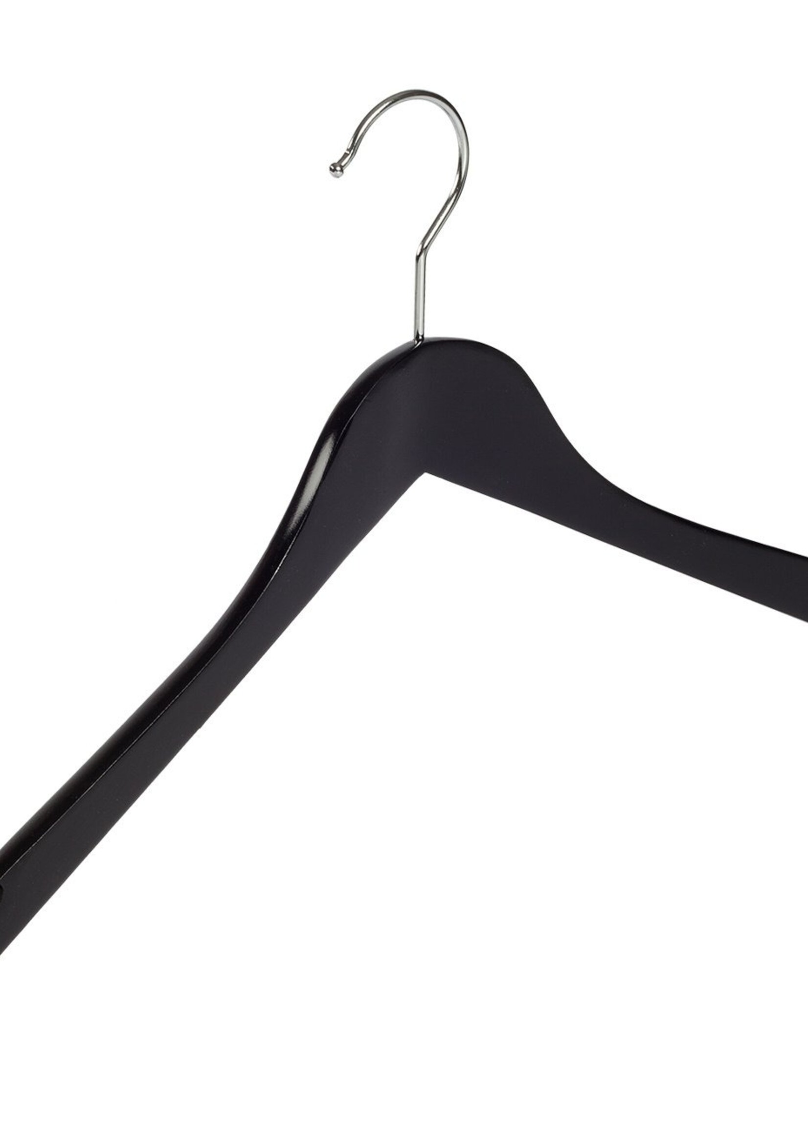 Cintre blouse / chemise (galbé) bois hêtre laqué noir avec encoches