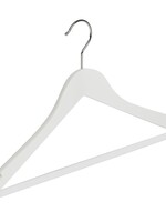 Cintre blouse / chemise (galbé) bois hêtre laqué blanc avec encoches et barre antidérapant