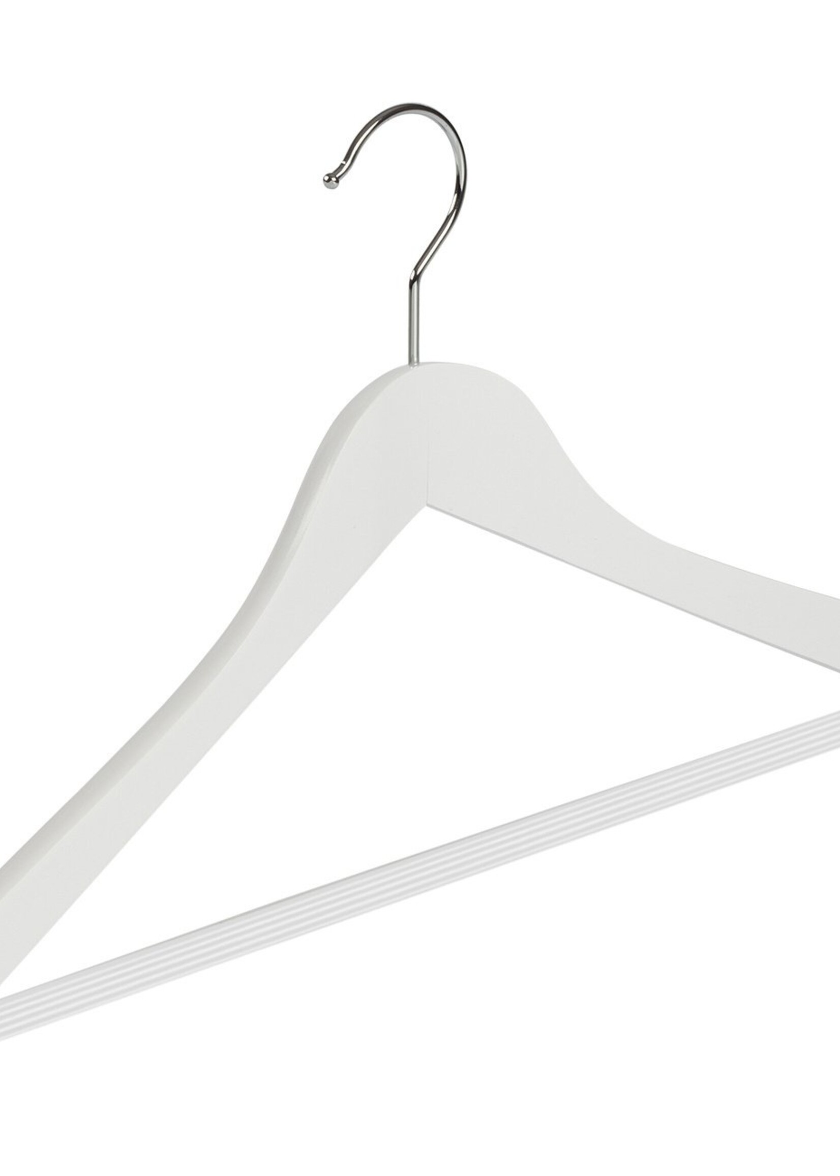 Cintre blouse / chemise (galbé) bois hêtre laqué blanc avec encoches et barre antidérapant