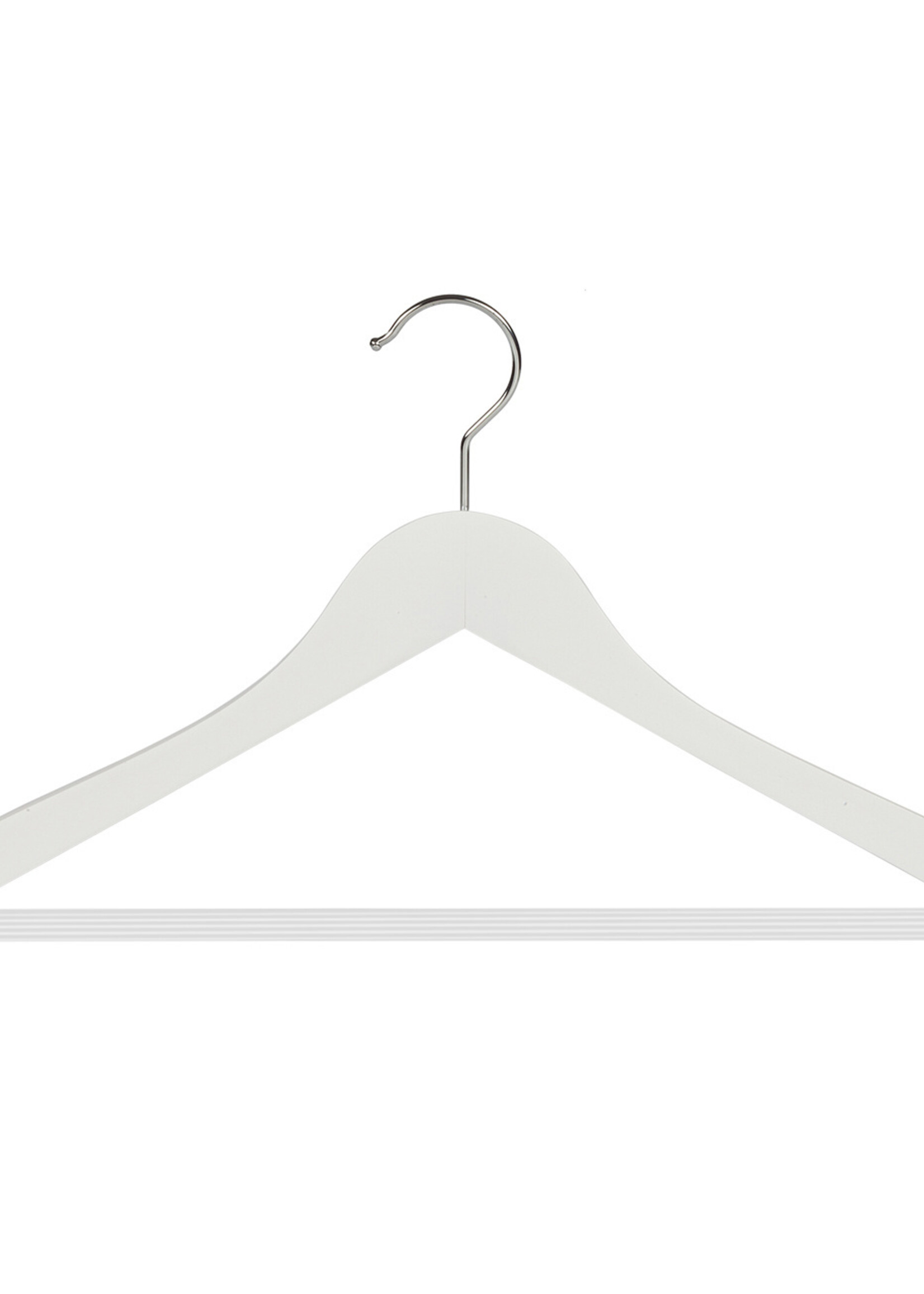 Cintre blouse / chemise (galbé) bois hêtre laqué blanc avec encoches et barre antidérapant