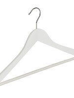 Cintre blouse / chemise (galbé) bois hêtre laqué blanc avec barre antidérapant