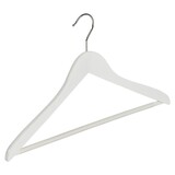 Cintre blouse / chemise (galbé) bois hêtre laqué blanc avec barre antidérapant Cintre blouse / chemise (galbé) bois hêtre laqué blanc avec barre antidérapant
