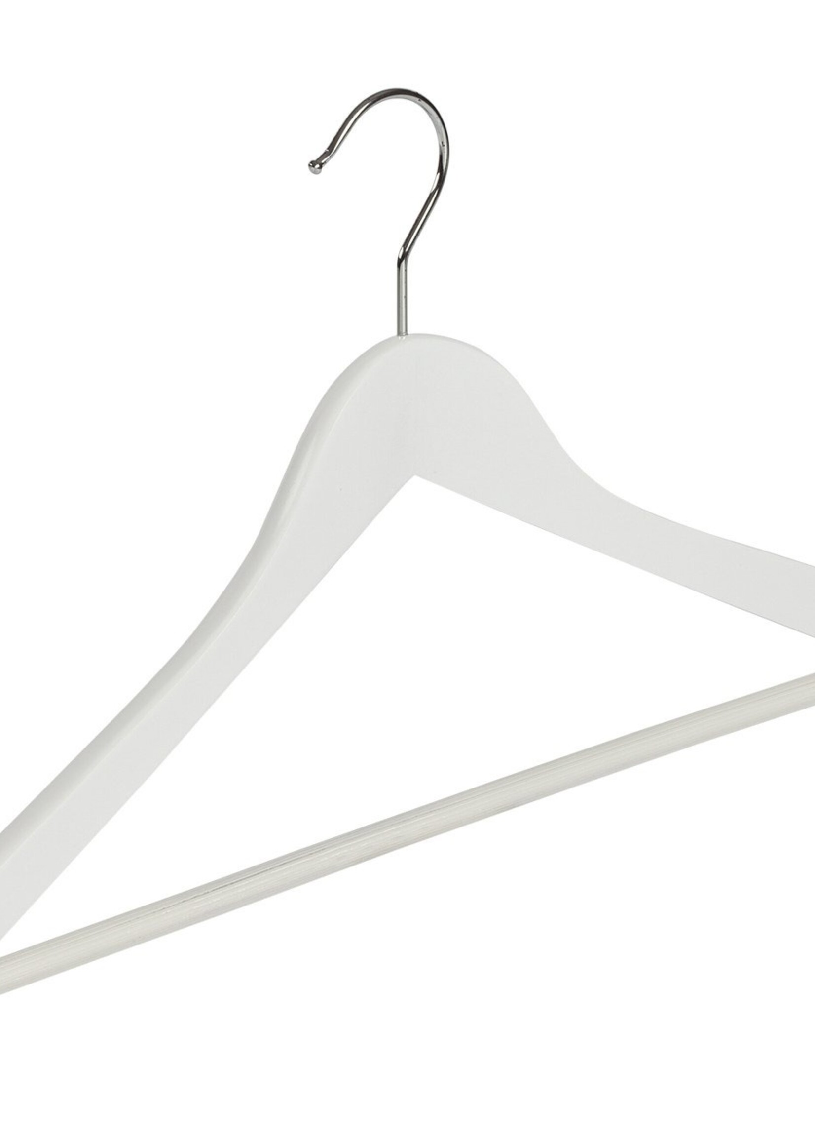 Cintre blouse / chemise (galbé) bois hêtre laqué blanc avec barre antidérapant